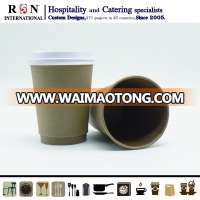 Disposable double coffee cup with lids/ double wall paper cups manufacturer 8oz 12oz 16oz kraft double wall paper cup